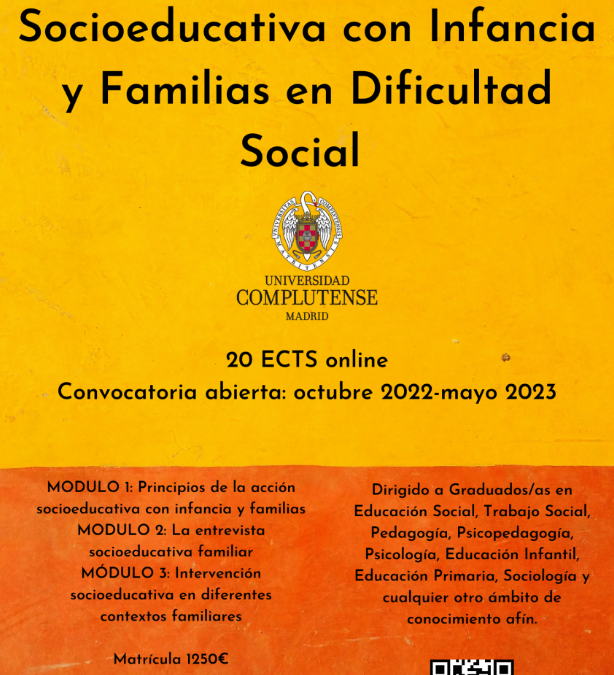 Experto en Intervención Socioeducativa con Infancia e Familias en Dificultade Social
