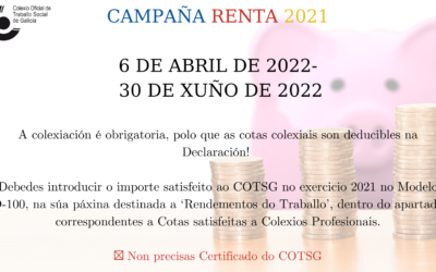 INFORMACIÓN IMPORTANTE DE CARA A CAMPAÑA DA RENTA 2021