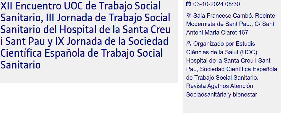 XII Encontro UOC de Traballo Social Sanitario