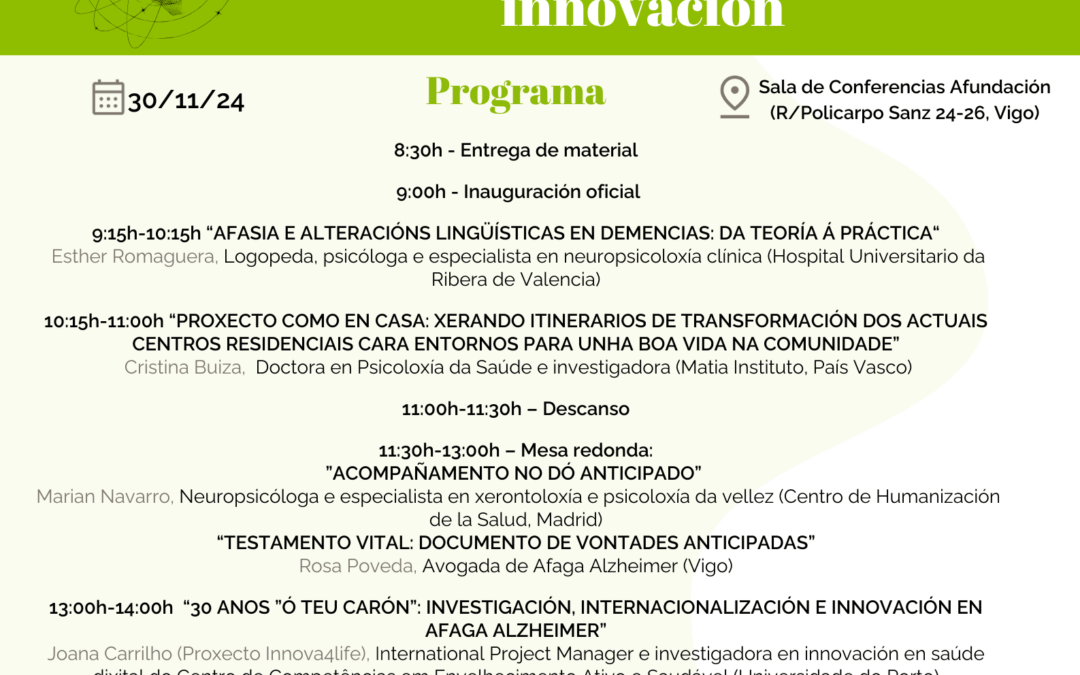 XXI Xornadas profesionais sobre Alzhéimer: Investigación, internacionalización e innnovación