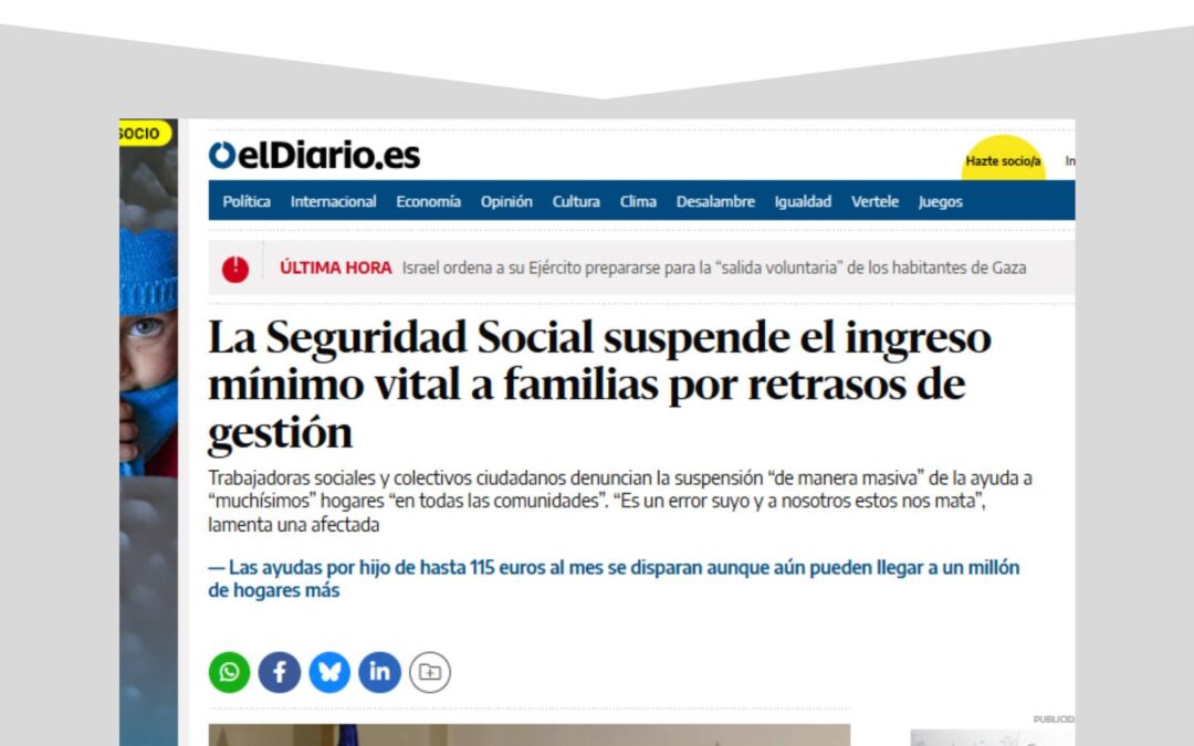 A seguridade social suspende o ingreso do IMV por atrasos na xestión.