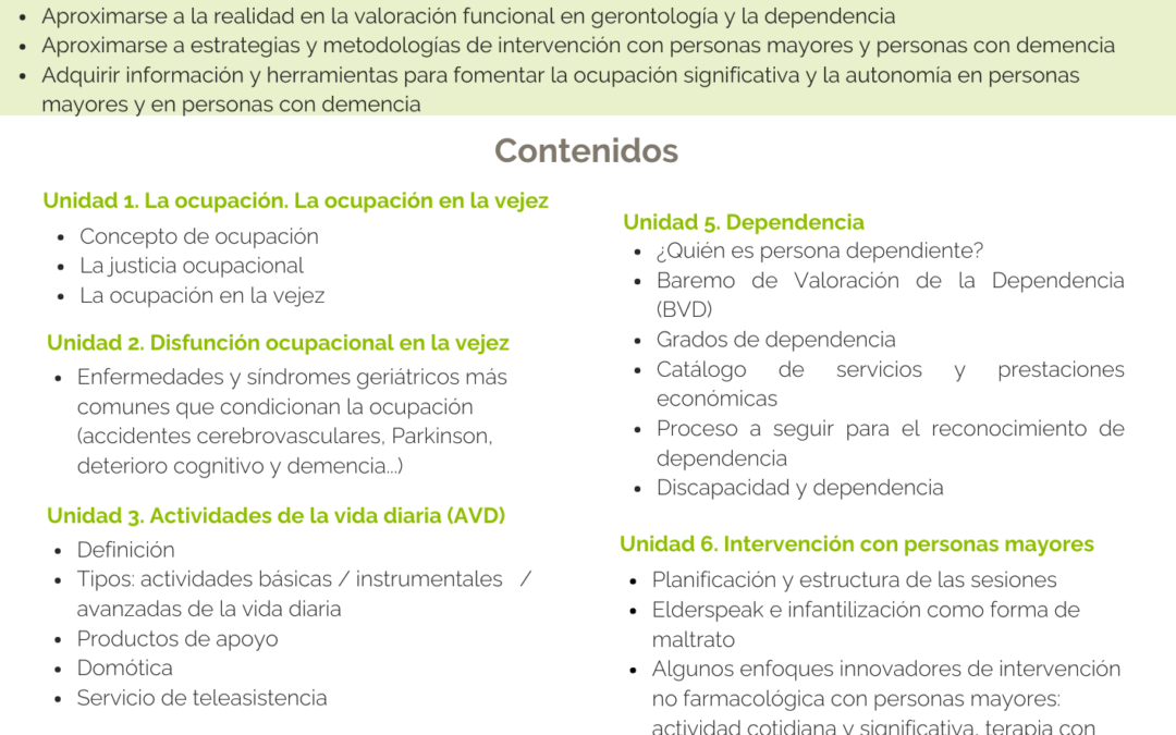 Intervención para a autonomía persoa no proceso de envellecemento